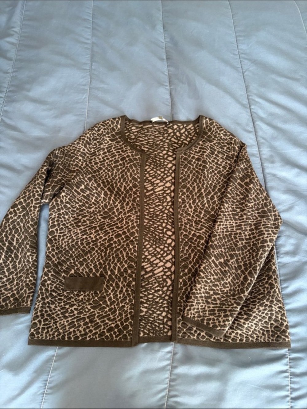 Brown Animal Print Open Cardigan Jacket - Women
